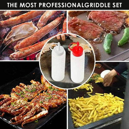 Profi Grillzubehör Set 8-teilig Edelstahl Grillspachtel für Outdoor Teppanyaki