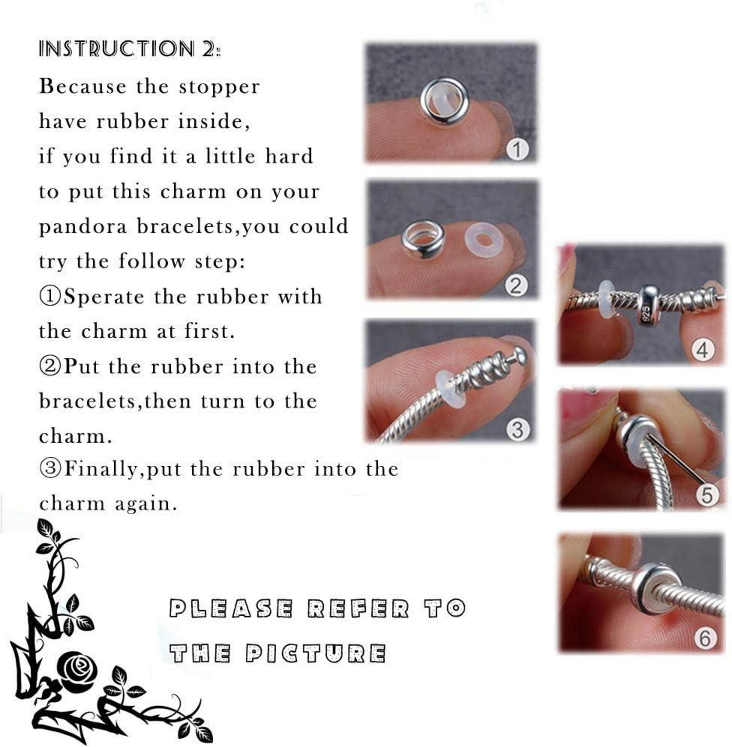 925 Silber Gummi Stopper Bead Charm für europäische Armbänder