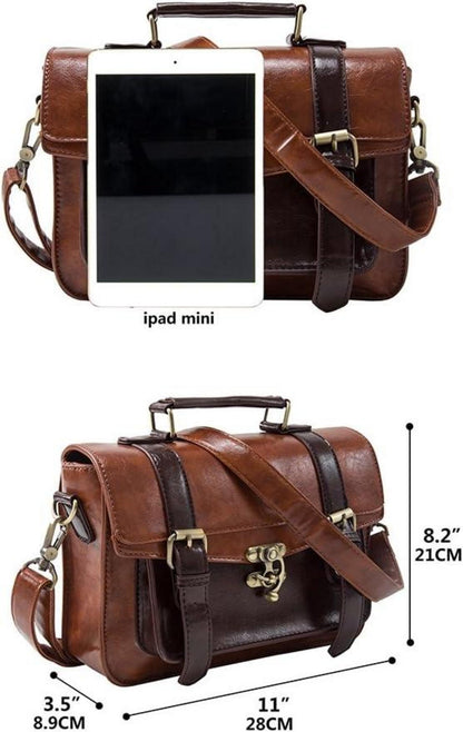 Handtasche Messenger Bag Vintage Umhängetasche Damen Braun 28x21cm