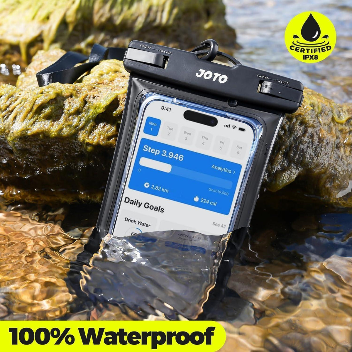 Wasserdichte Handyhülle bis 7 Zoll, Schwarz
