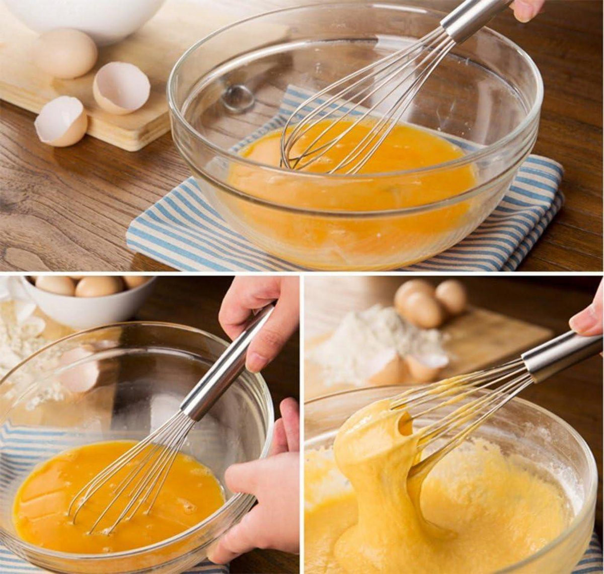 Edelstahl Schneebesen Set Draht Küchenwisk 3er Pack