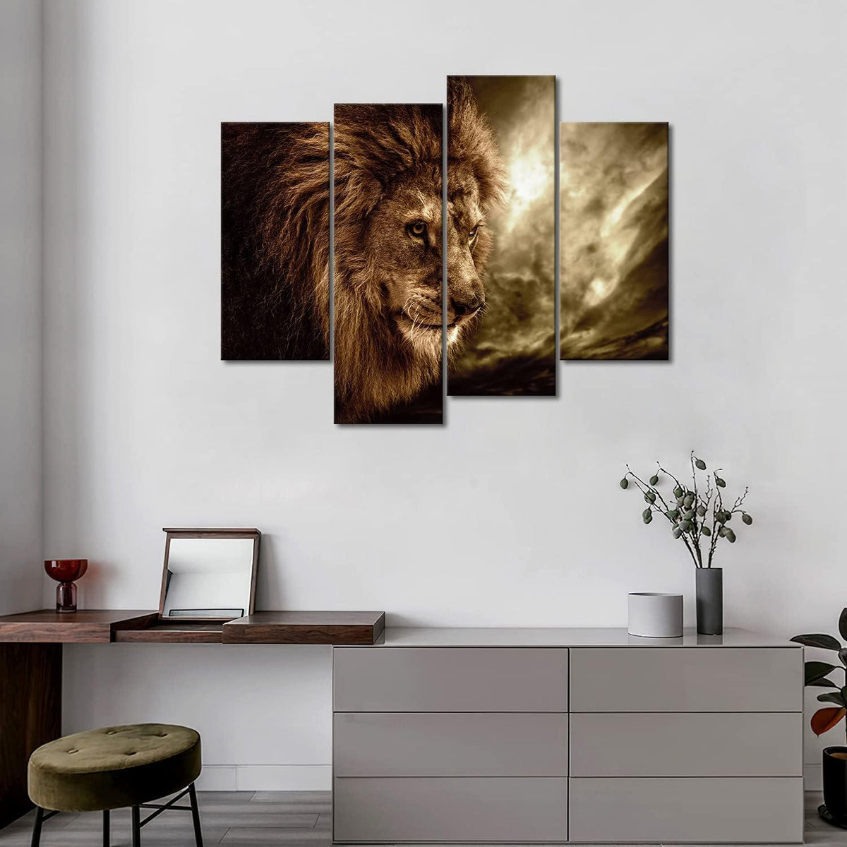 Löwe Leinwand Bilder Wandbilder Wohnzimmer Schlafzimmer modern