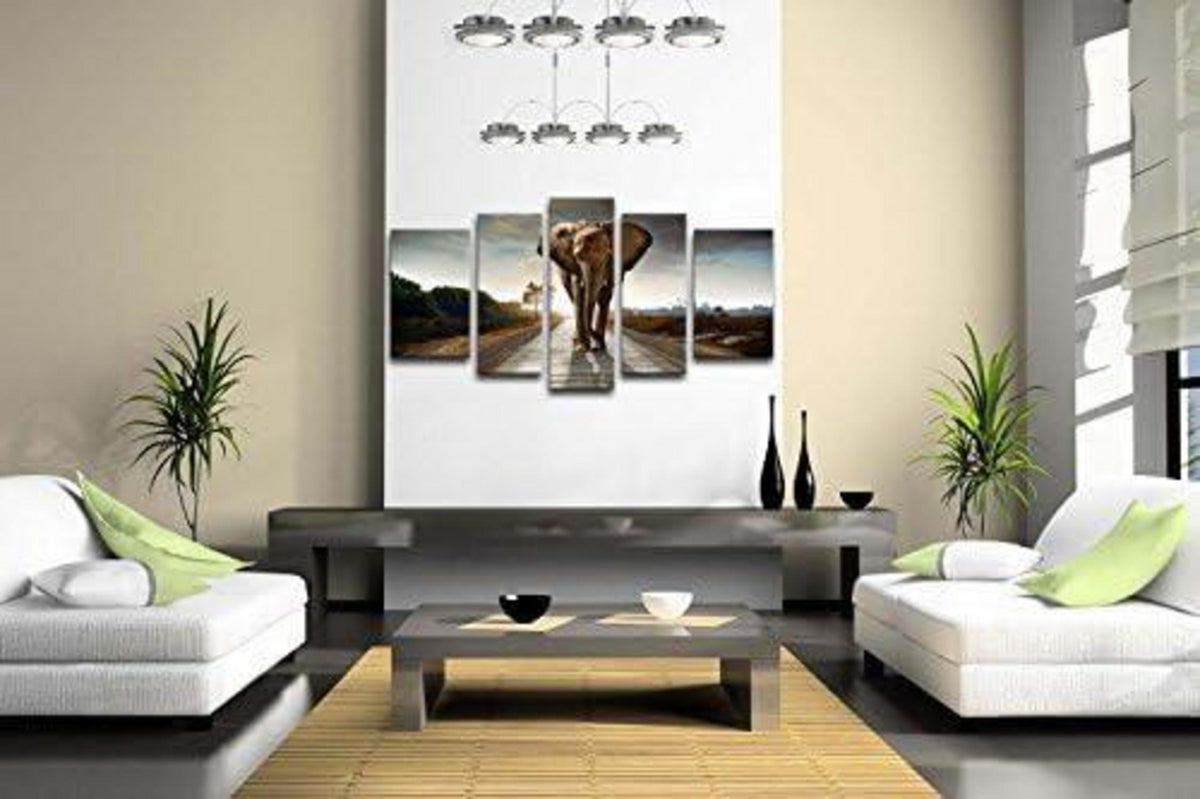 Elefanten Wandkunst Gemälde Leinwand Tierbilder Büro 5-teilig