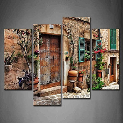 Toskanische italienische rustikale Wandkunst Leinwandbilderset