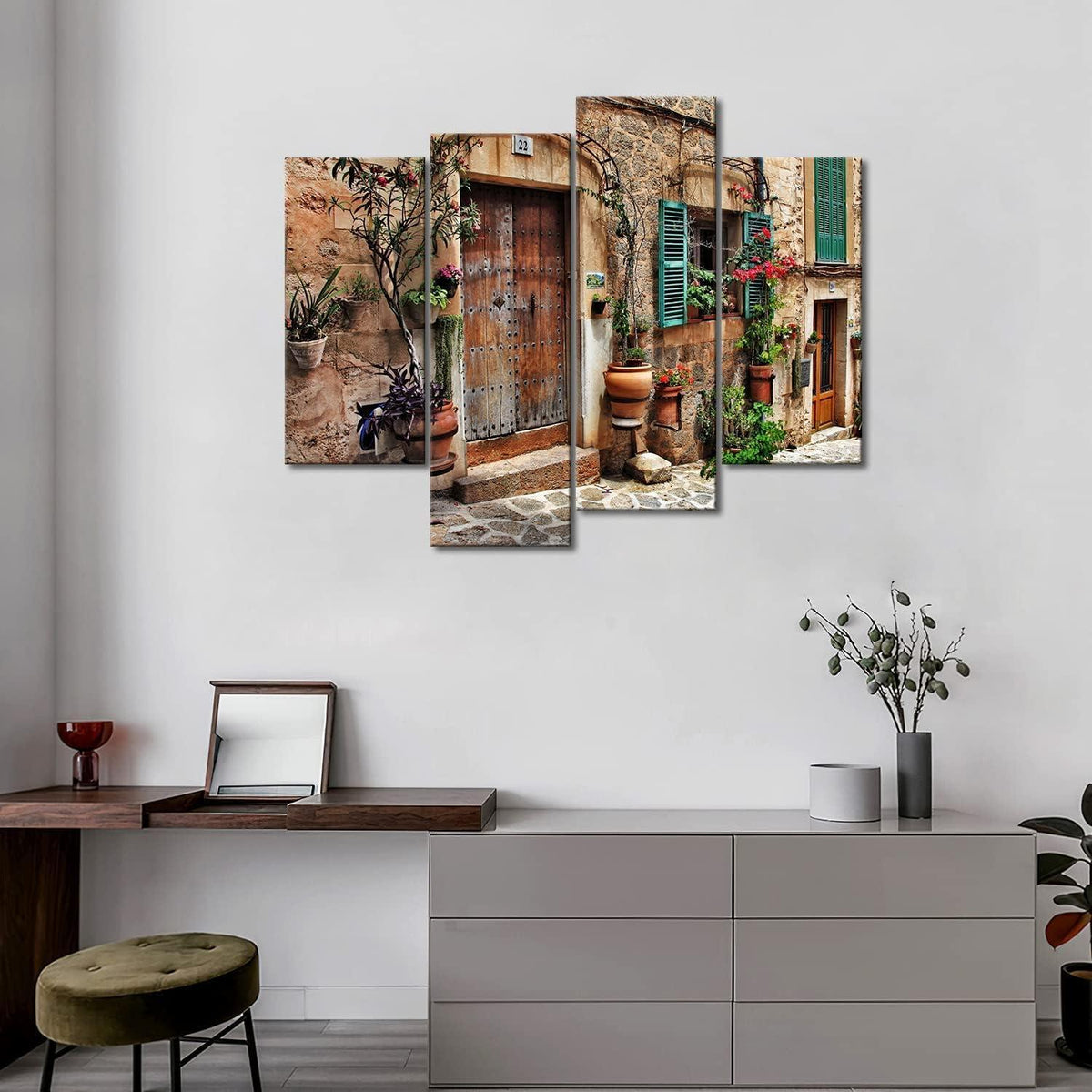 Toskanische italienische rustikale Wandkunst Leinwandbilderset