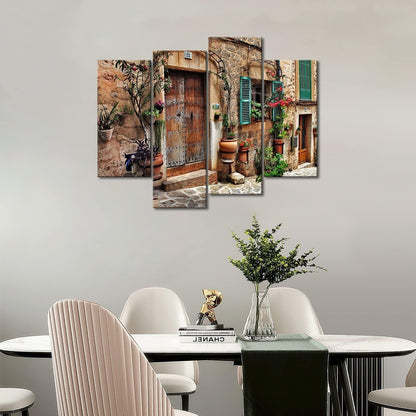 Toskanische italienische rustikale Wandkunst Leinwand Bild 4er Set