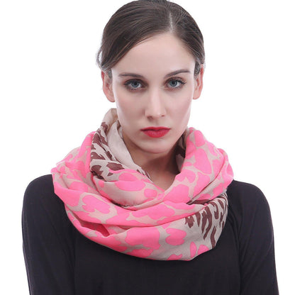 Loop Schal Damen Leopardenmuster Neon Rosa