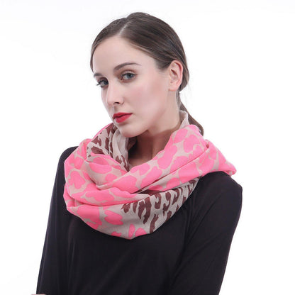 Loop Schal Damen Leopardenmuster Neon Rosa