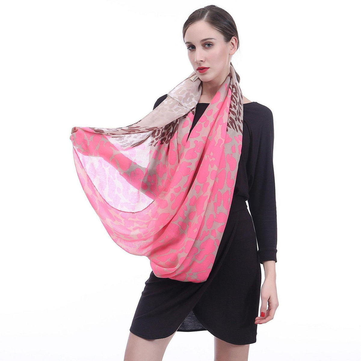 Loop Schal Damen Leopardenmuster Neon Rosa