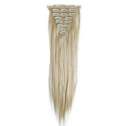 Clip In Haarverlängerung Glatt, Gebleichtes Blond, 58cm