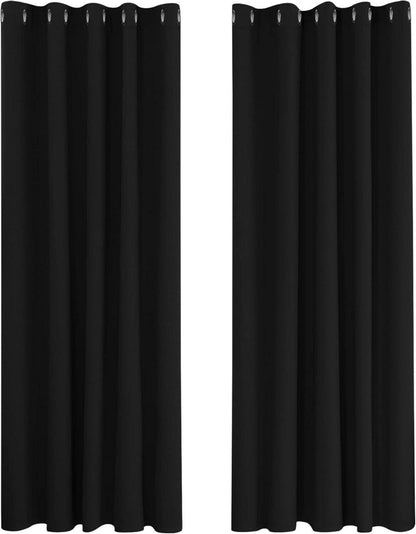 Raumverdunkelnde Thermogardinen mit Ösen, 229x168 cm, Schwarz, 2er Set