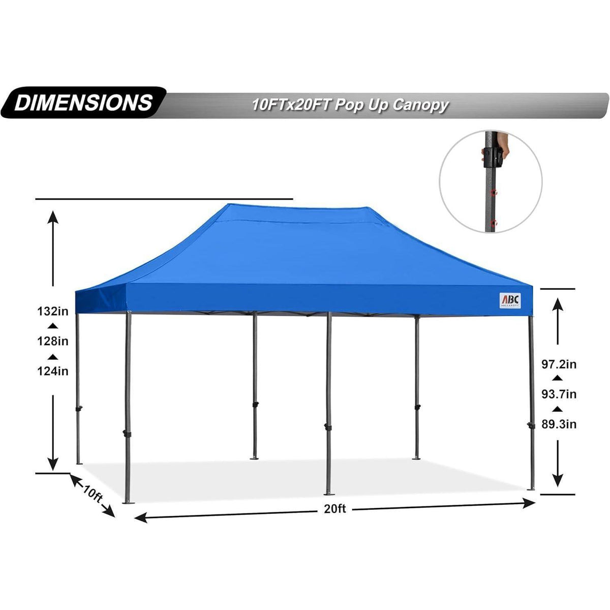 Pop-up Pavillon 3x6m Königsblau wasserdicht UV-Schutz