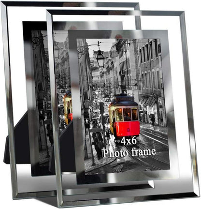 Bilderrahmen 10x15cm 2er Set Plexiglas Silber Hochzeitsdeko romantisch