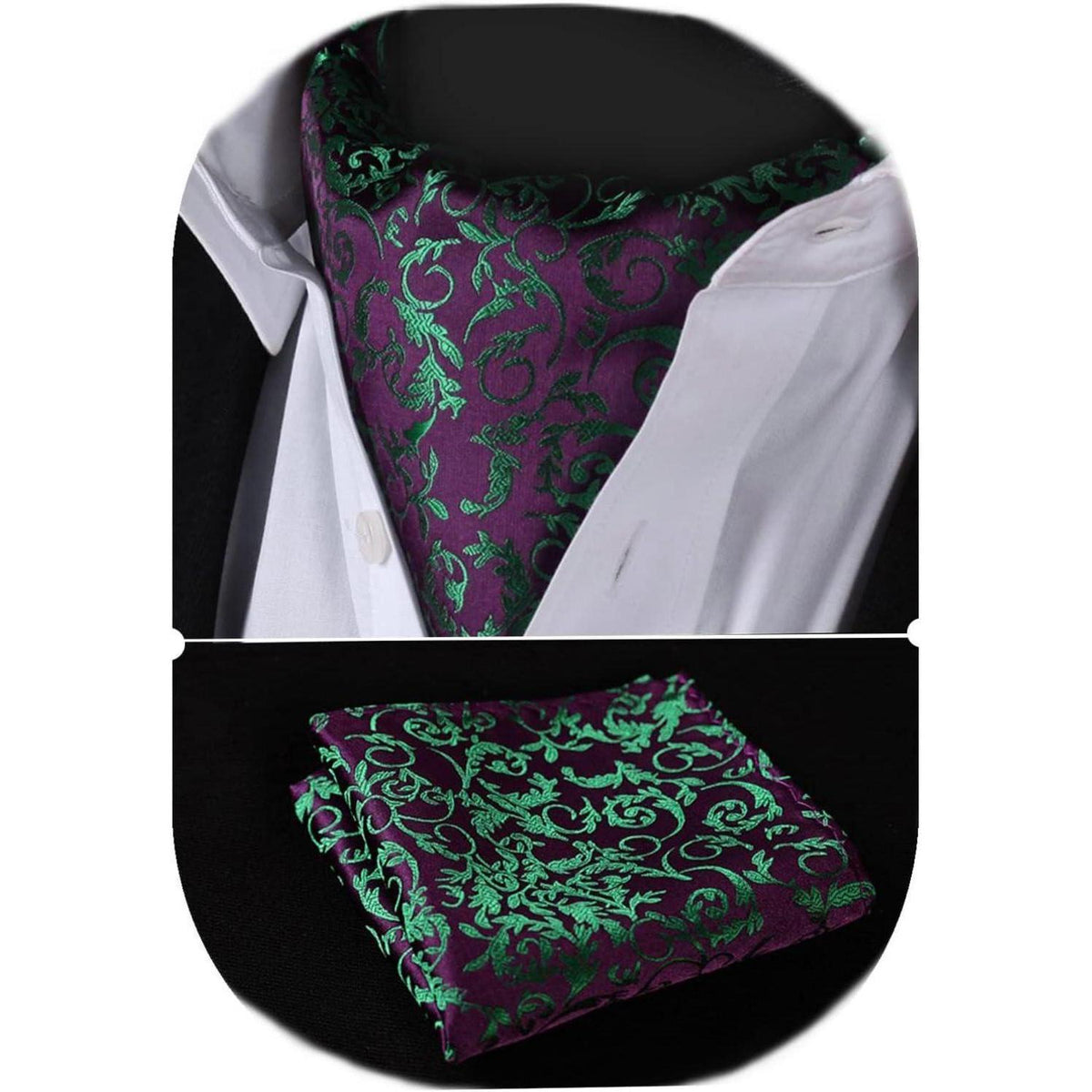 Herren Krawattenschal Set Paisley Grün/Lila