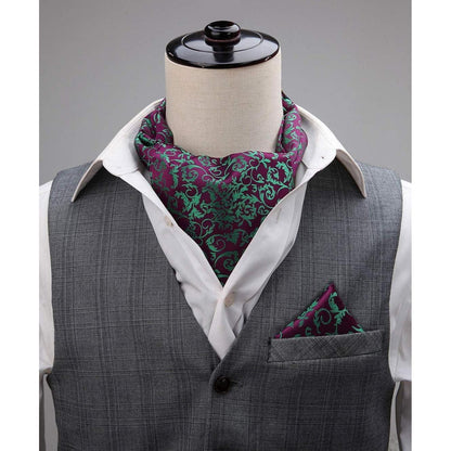 Herren Krawattenschal Set Paisley Grün/Lila