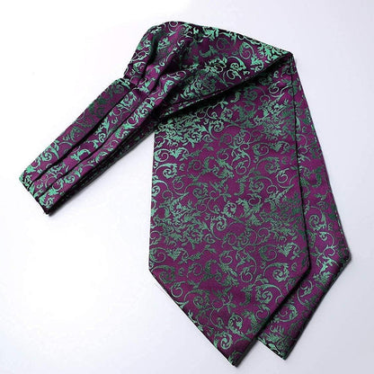 Herren Krawattenschal Set Paisley Grün/Lila
