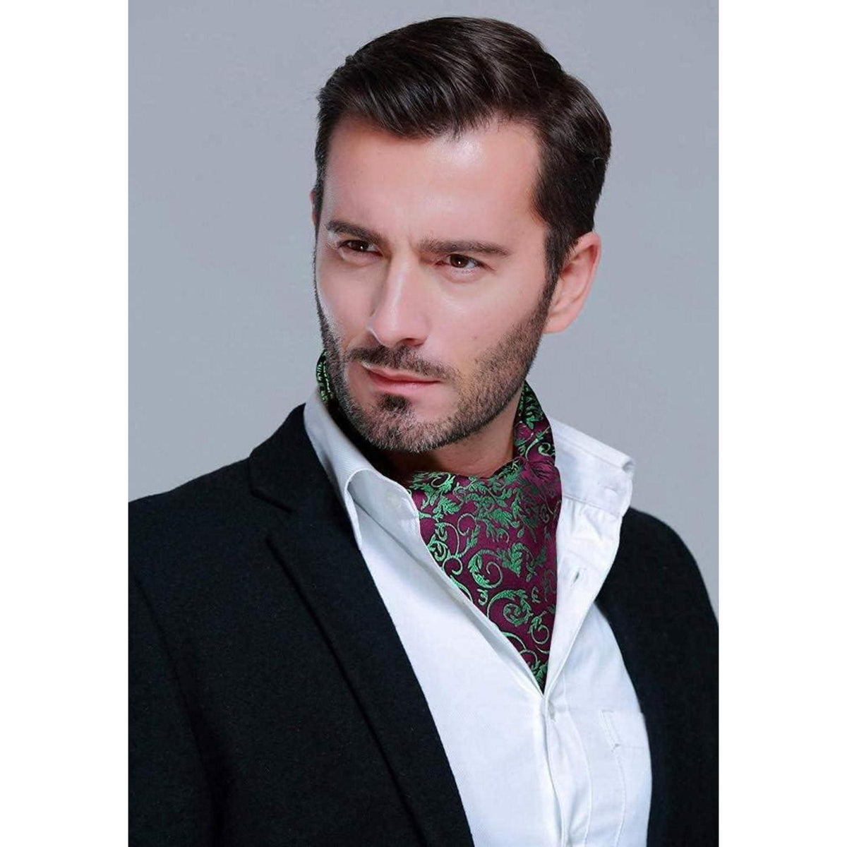 Herren Krawattenschal Set Paisley Grün/Lila