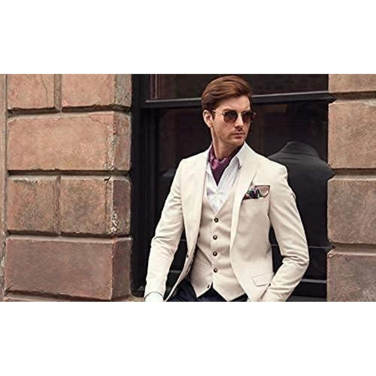 Herren Krawattenschal Set Paisley Grün/Lila