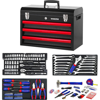 WORKPRO Werkzeugkoffer 408tlg. mit Metall Schubladen - Heavy