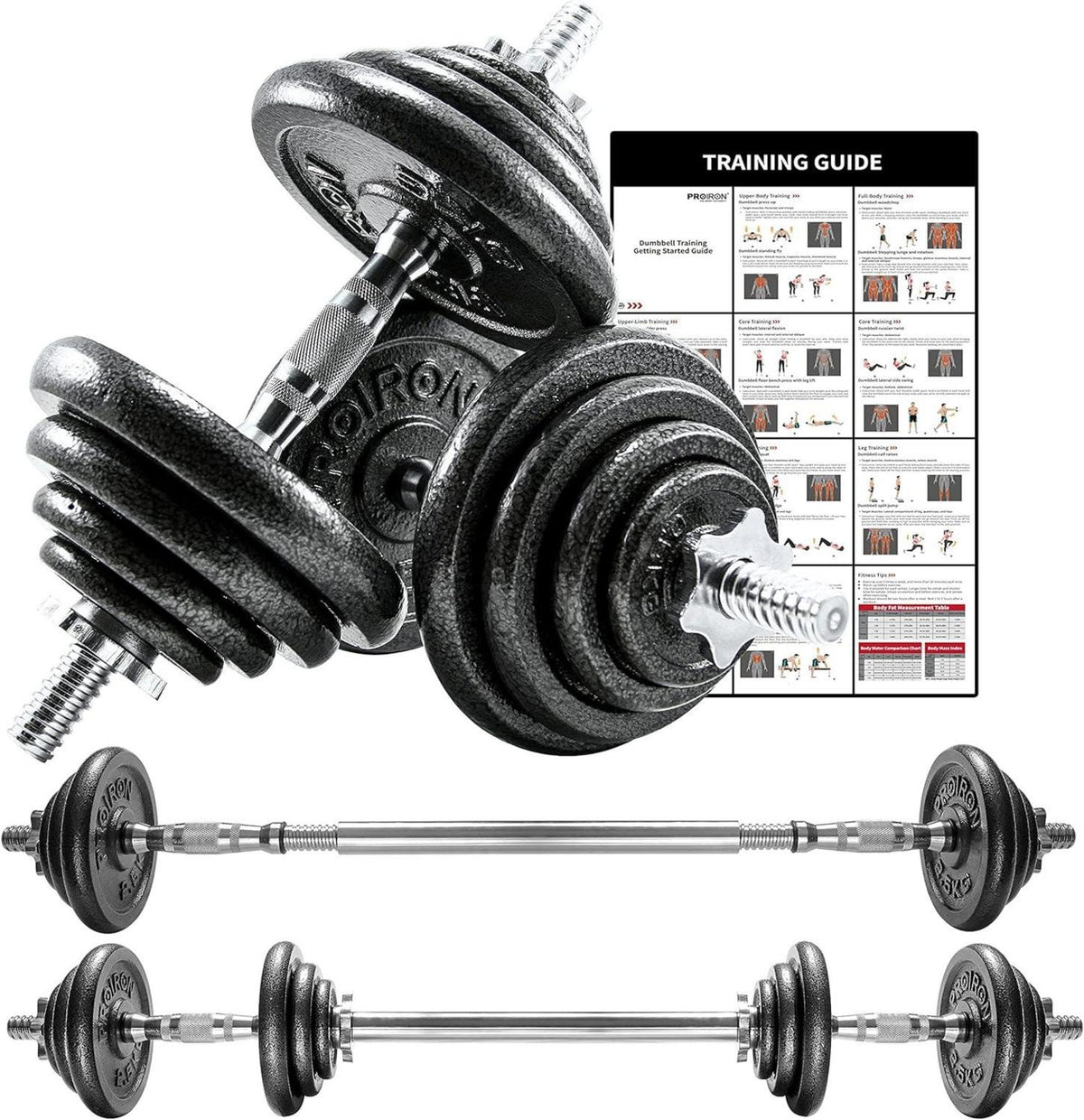 Verstellbares Hantelset Gusseisen 20KG für Krafttraining
