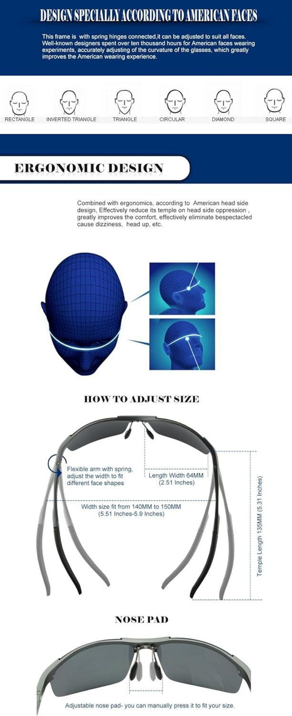 Polarisierte Herren Sonnenbrille Retro Ultraleichte Sportbrille Al-Mg
