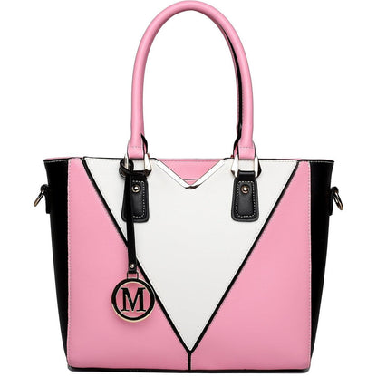 Miss Lulu Damen Handtasche Rosa V-Design Schultertasche