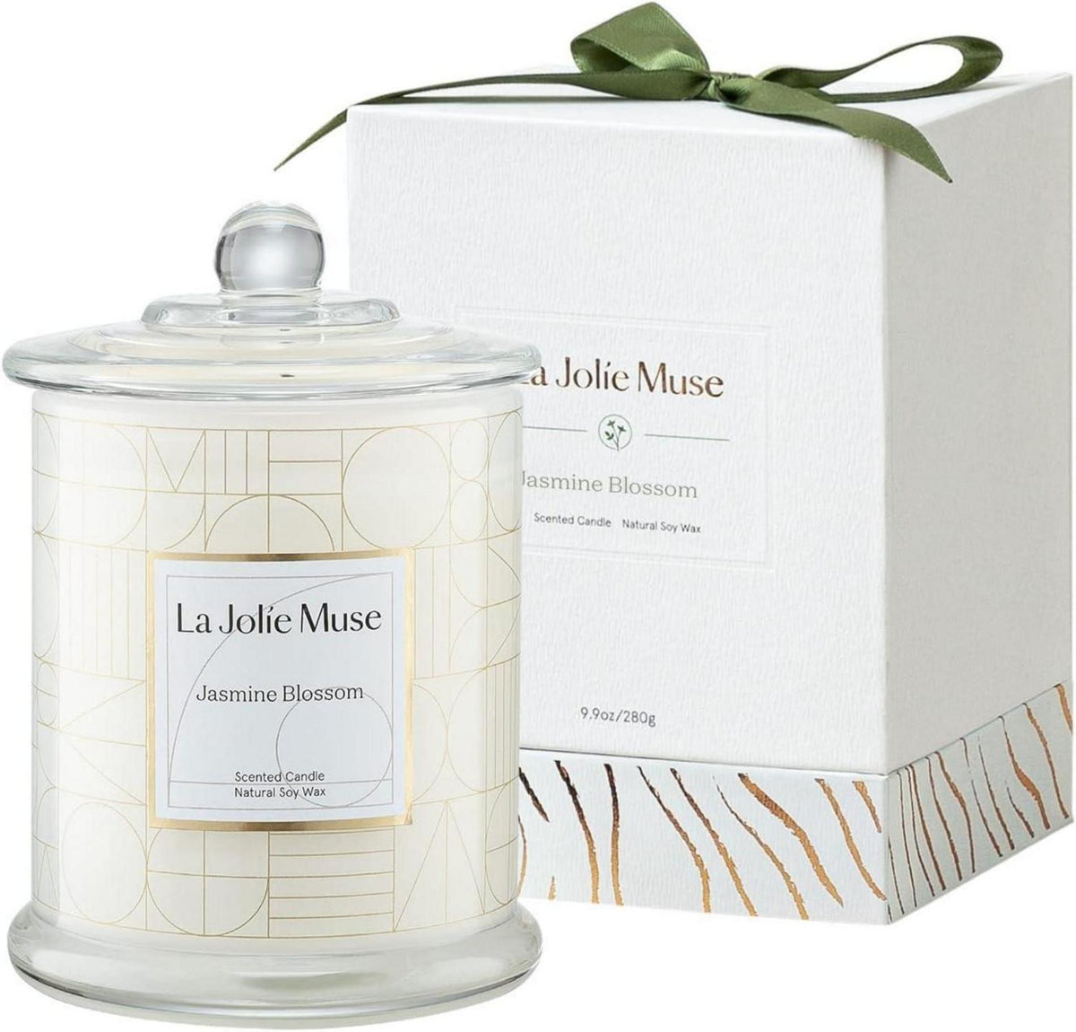 Duftkerze Jasmin 280g Sojawachs Natürlich 50-65 Std Geschenk