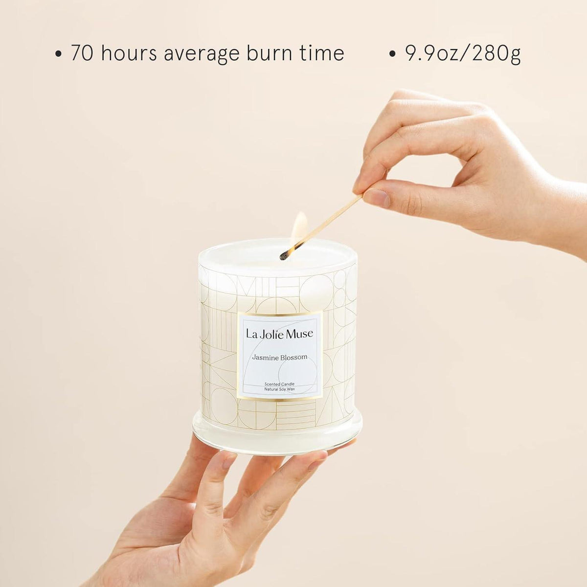 Duftkerze Jasmin 280g Sojawachs Glas 50-65h Brenndauer