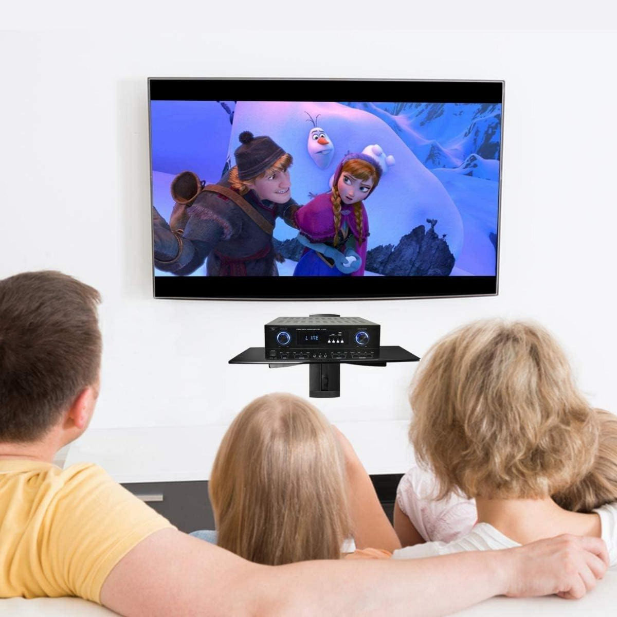 Schwarzes TV Wandregal Glasablage DVD Spielkonsole 8kg