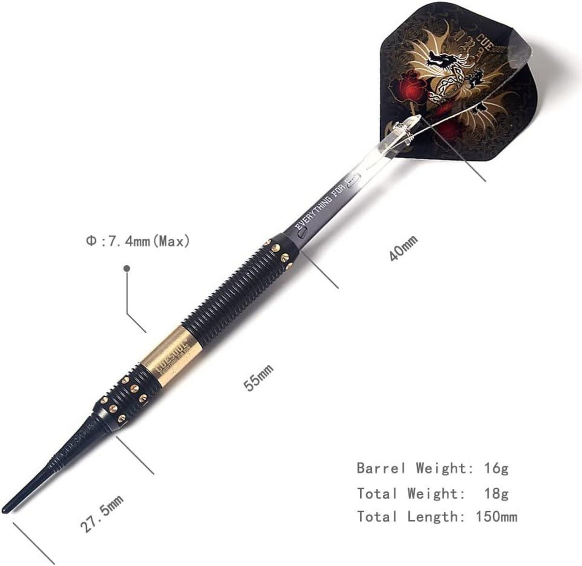 CUESOUL Dragon Deluxe Soft Dart Set 16g with Luxury Case