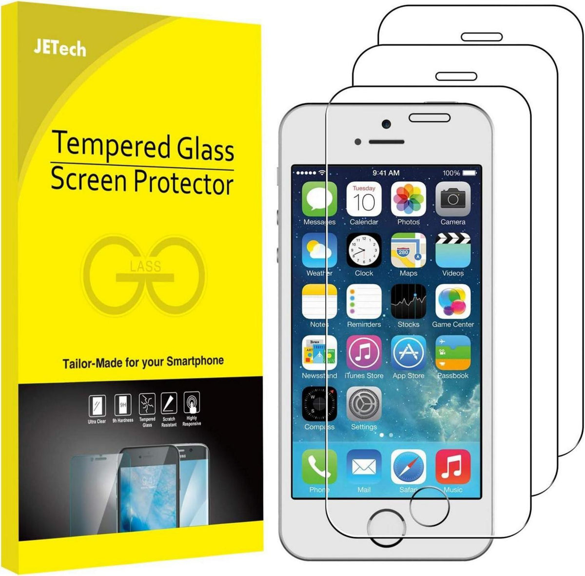 Schutzfolie iPhone SE 2016 5s 5c Gehärtetem Glas 3 Stück