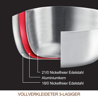 14-teiliges Edelstahl Kochgeschirr Set nickelfrei, 3-lagig