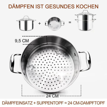 14-teiliges Edelstahl Kochgeschirr Set nickelfrei, 3-lagig
