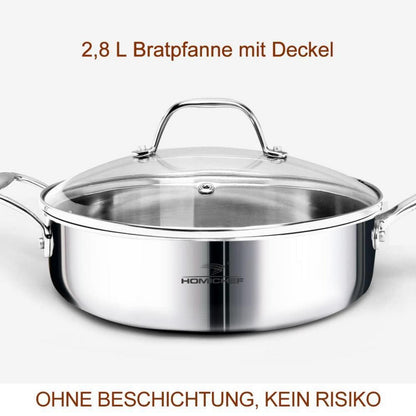 14-teiliges Edelstahl Kochgeschirr Set nickelfrei, 3-lagig
