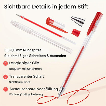 120 Gelstifte Set für Erwachsene & Kinder – Glitzer, Neon, Metallic