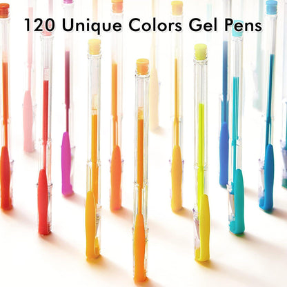 120 Gelstifte Set für Erwachsene & Kinder – Glitzer, Neon, Metallic