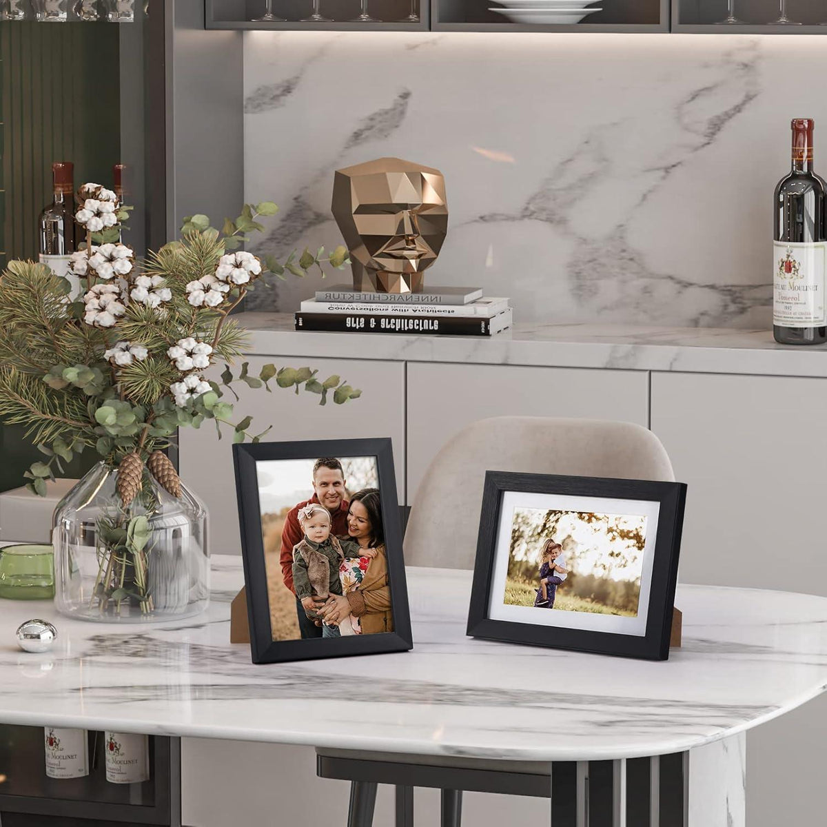 Bilderrahmen Set Schwarz 10x15 cm für Fotos Wand Tisch Wohnzimmer Büro
