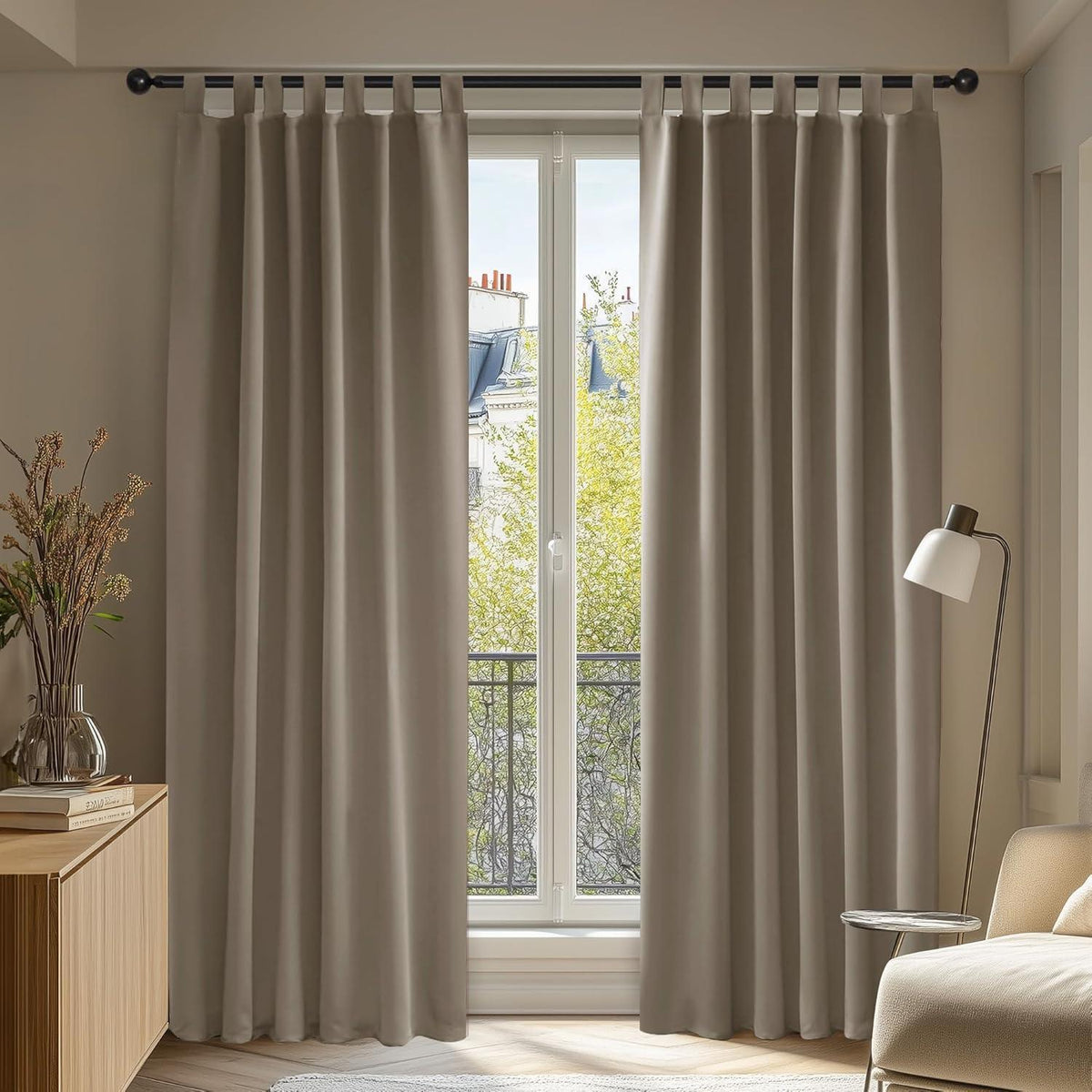 Verdunkelungsvorhang Schlaufen 175x140 cm, Taupe, 2er Set