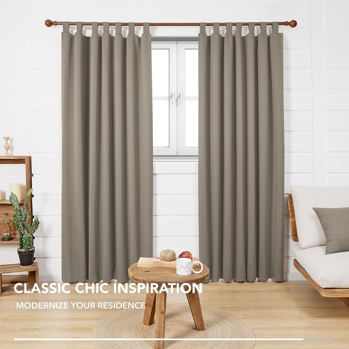 Verdunkelungsvorhang Schlaufen 175x140 cm, Taupe, 2er Set