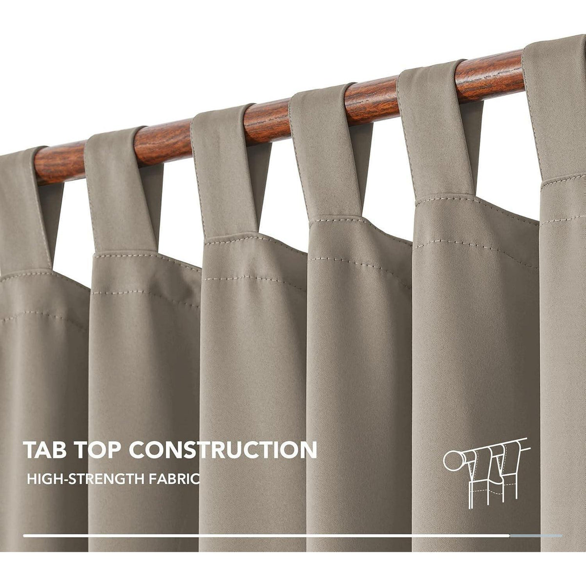Verdunkelungsvorhang Schlaufen 175x140 cm, Taupe, 2er Set
