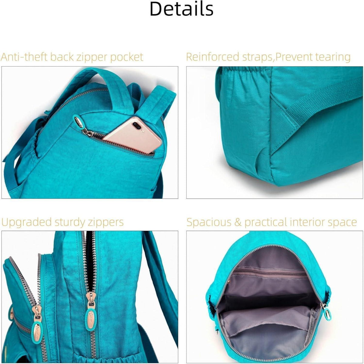 Mini Rucksack Damen Mädchen Türkis mit vielen Fächern