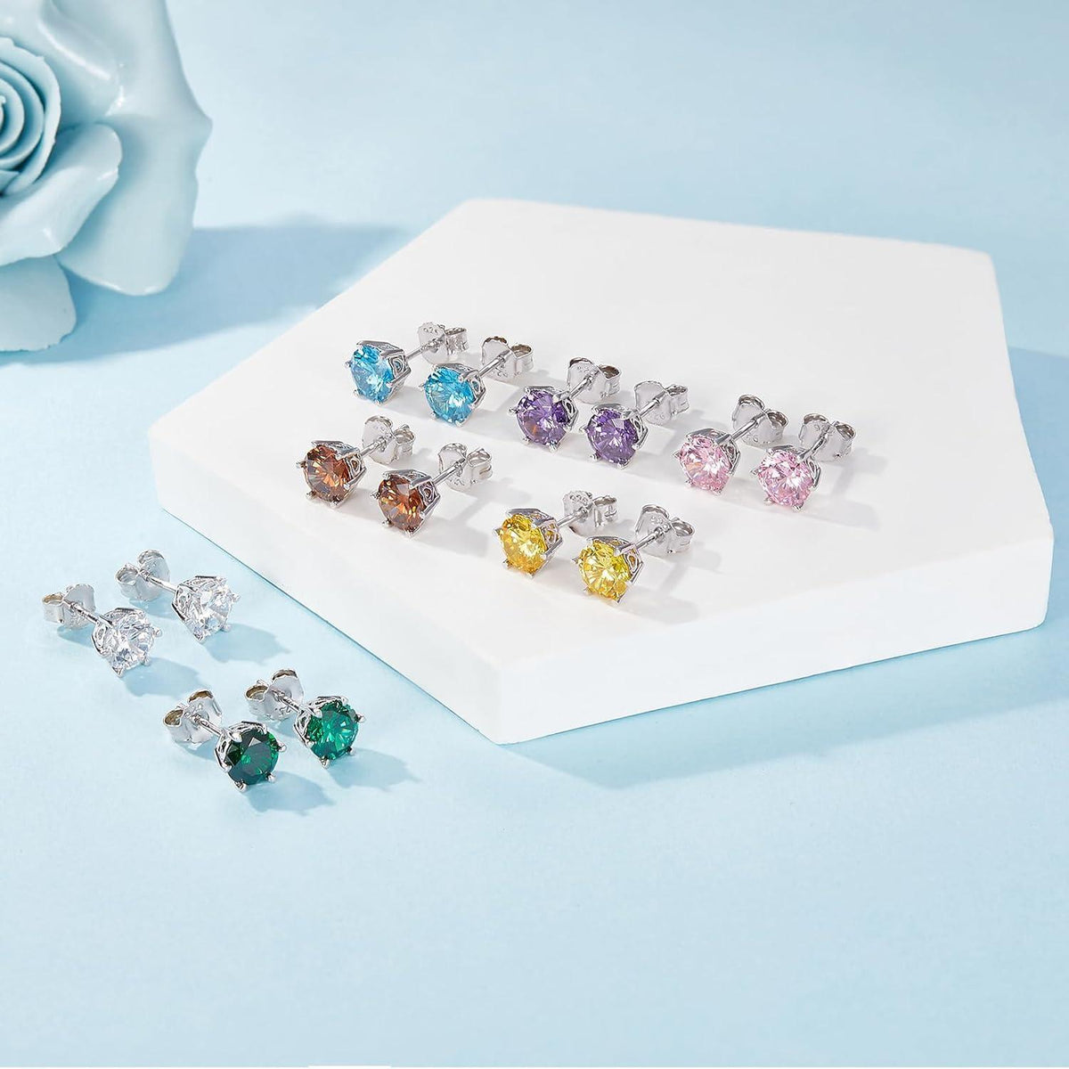 Ohrringe Silber 925 Ohrstecker Zirkonia Kristalle Strass Damenohrringe