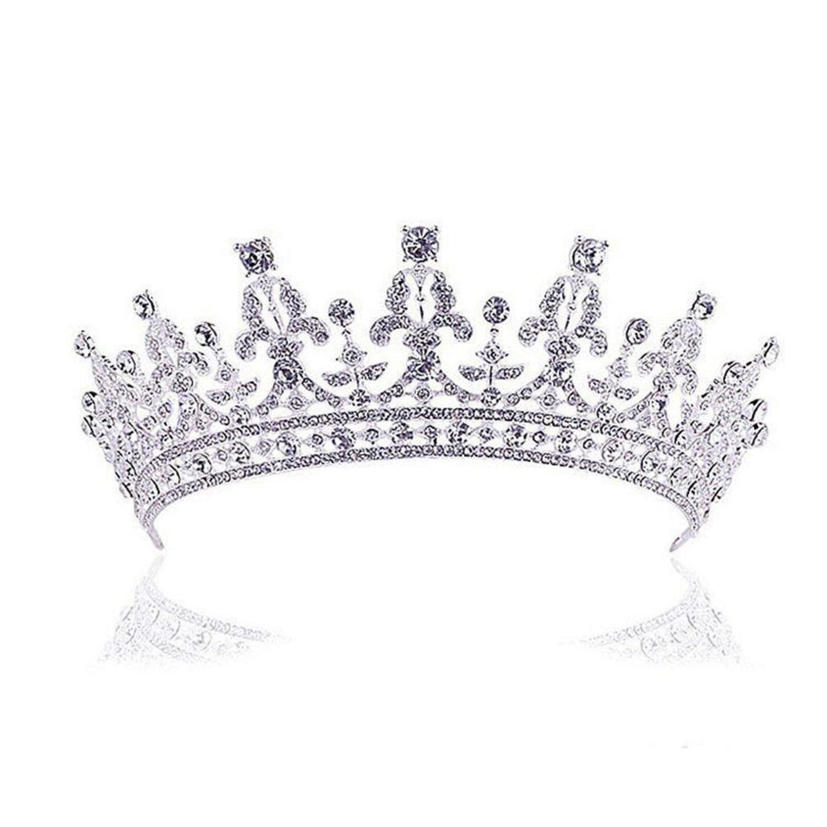 Strass Diadem Tiara Hochzeit Krone Braut Haarreifen Silber