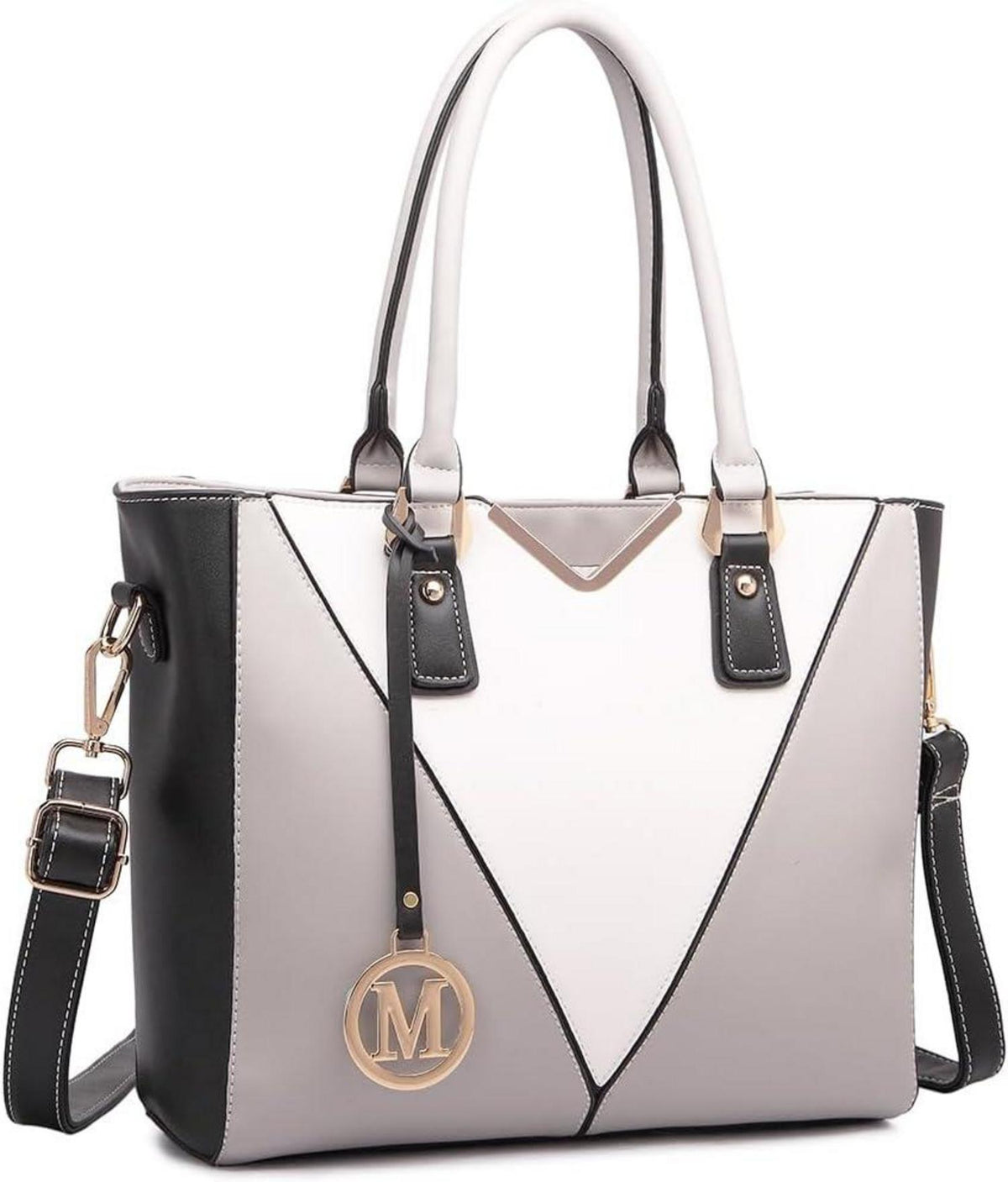Damen Handtasche Schultertasche V-förmiges Design Grau