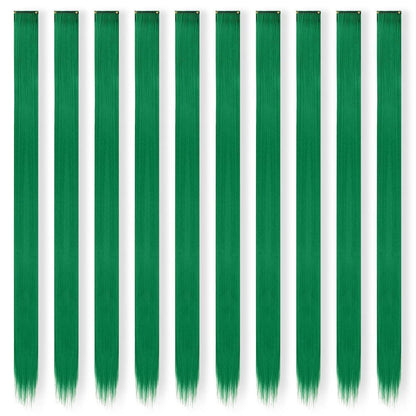 Grüne Haarverlängerung Clip-in – 10 Stück, 55cm, Saint Patrick's Tag