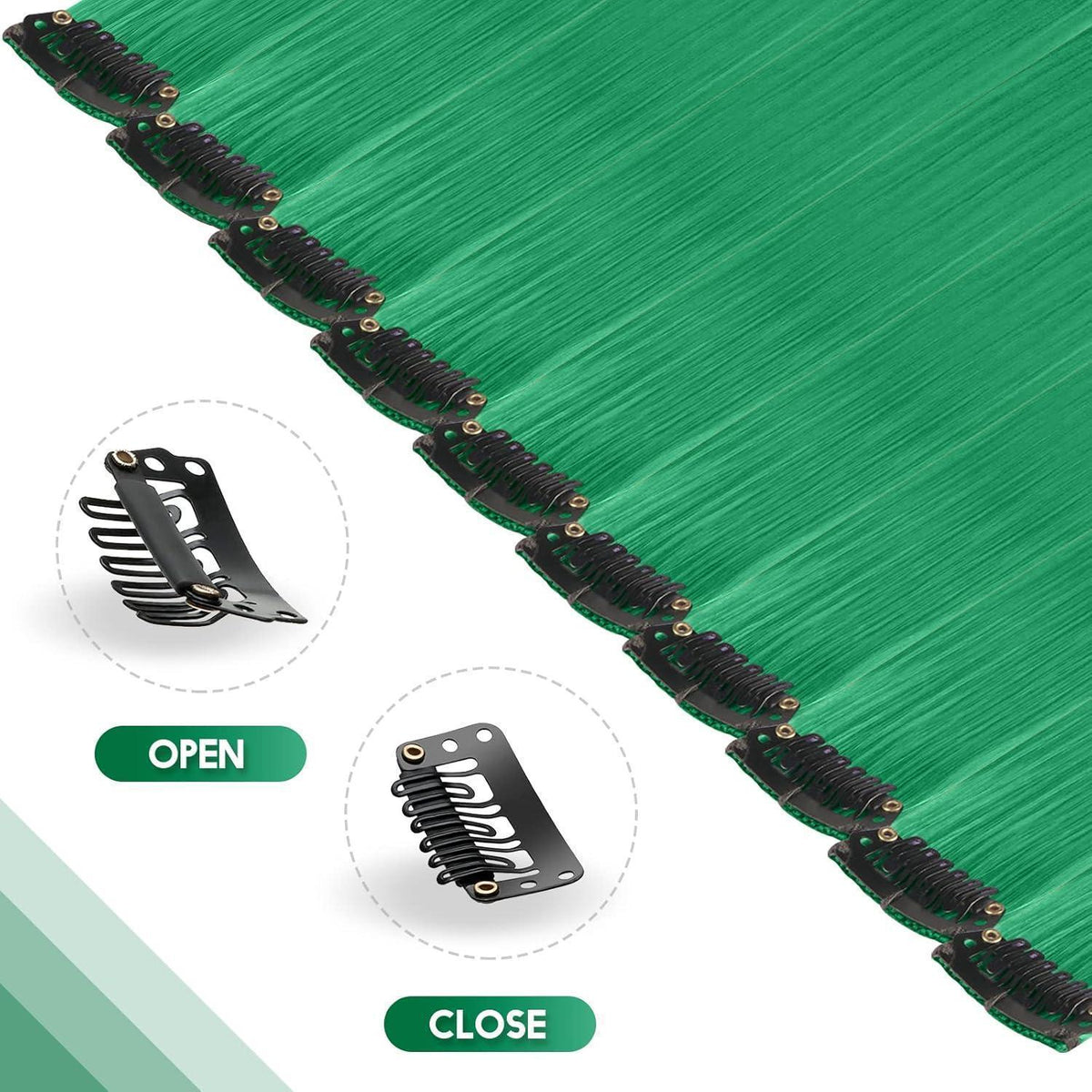 Grüne Haarverlängerung Clip-in – 10 Stück, 55cm, Saint Patrick's Tag