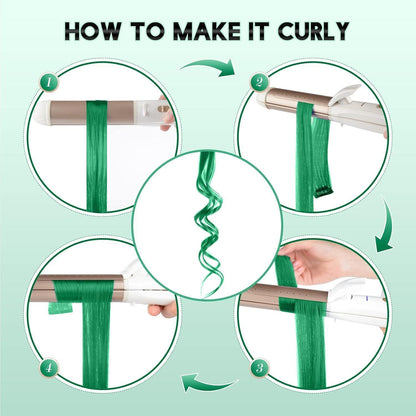 Grüne Haarverlängerung Clip-in – 10 Stück, 55cm, Saint Patrick's Tag