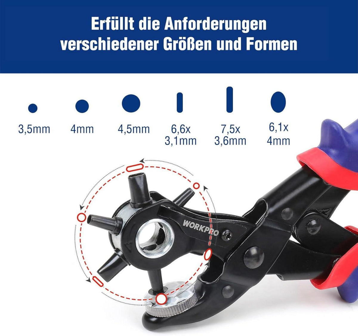 Revolverlochzange Lochzange Gürtel Leder Puncher 255 MM Rund