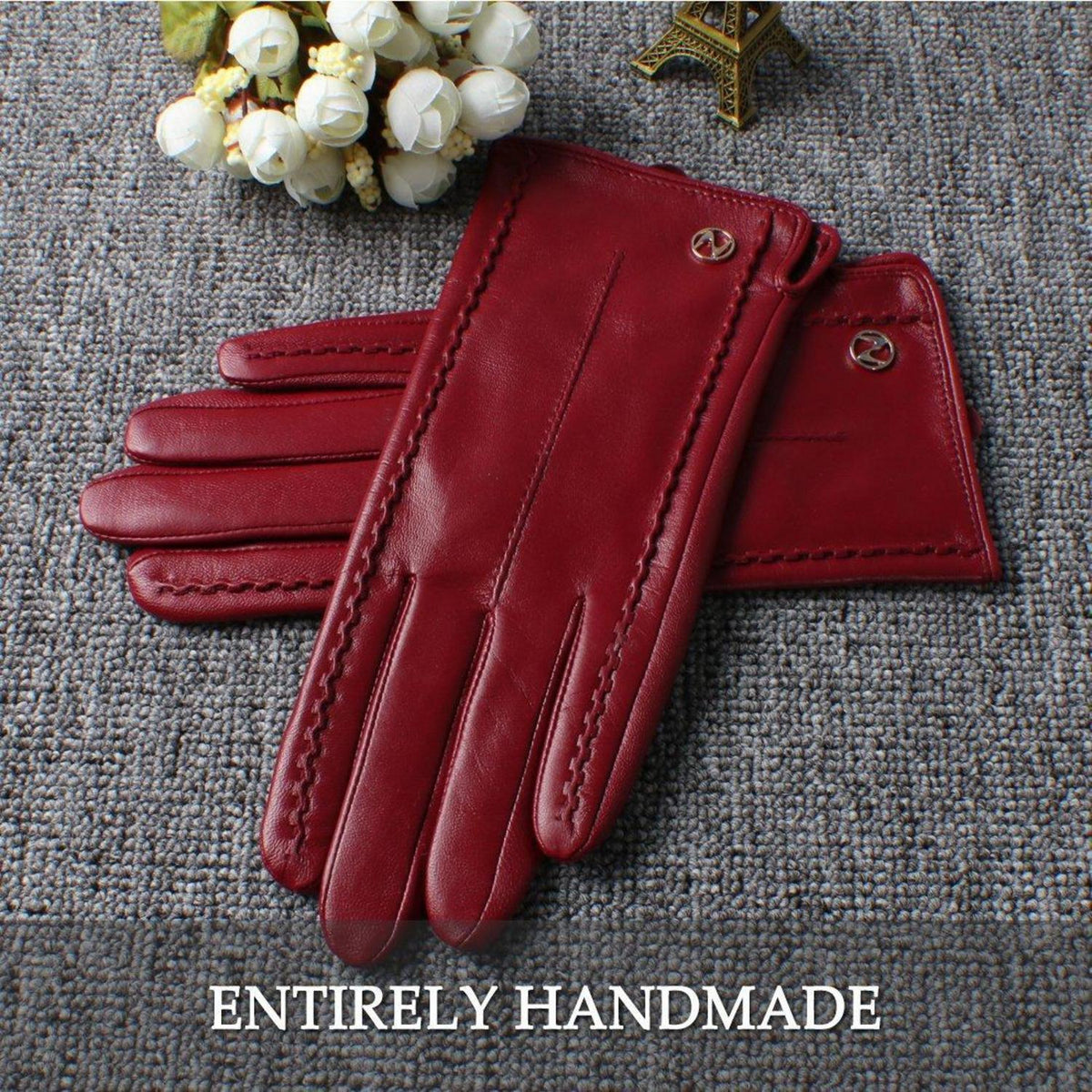 Damen Handschuhe Nappaleder mit Futter, Weinrot