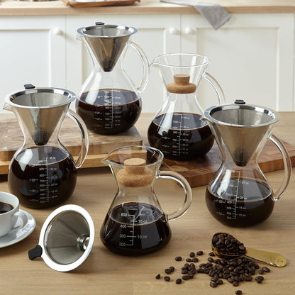 Apace Living Pour Over Kaffeebereiter mit Glaskaraffe, Edelstahlfilter (800